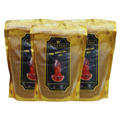 ROYAL FLOSS SERUNDING IKAN AYAM DAGING (FISH FLOSS CHICKEN FLOSS MEAT FLOSS) By Sambal Go Trading (Pack of 3)